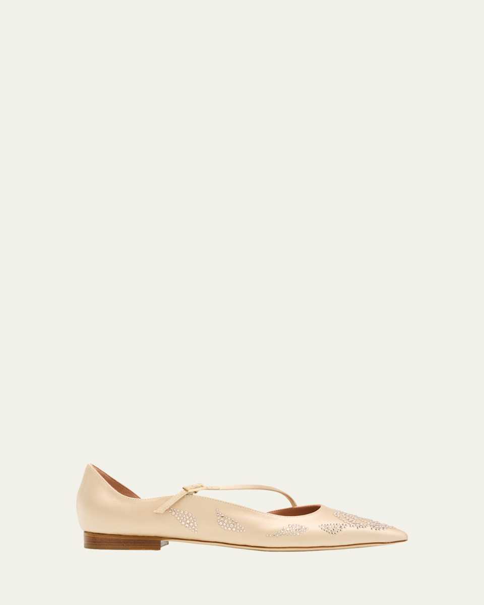 Bettina Embellished Satin Cross-Strap Ballerina Flats